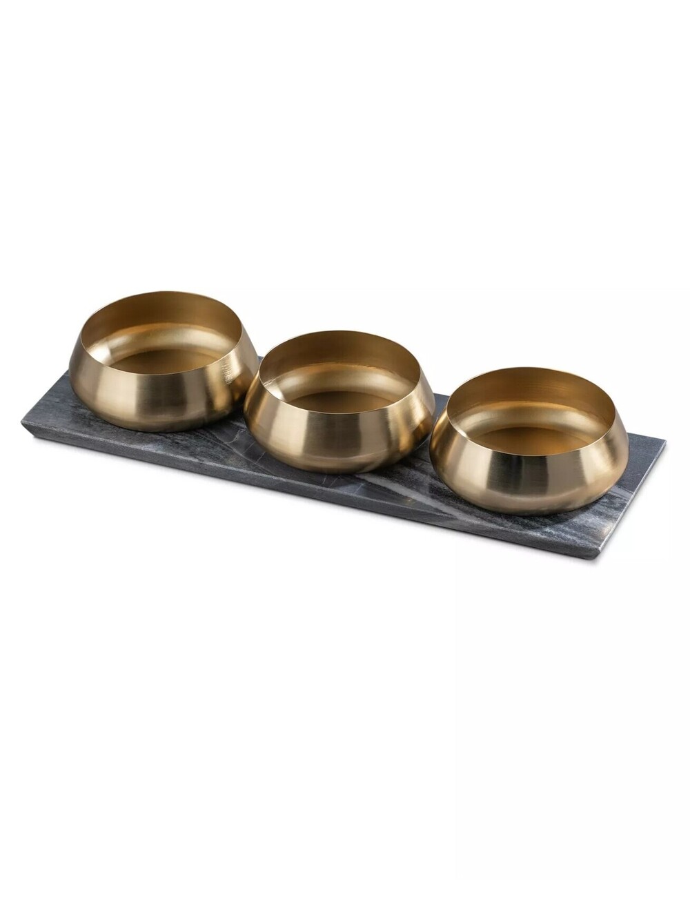 78$ Thirstystone Uptown Condiment Bowls with Marble Board Set of 3 Gold Gray